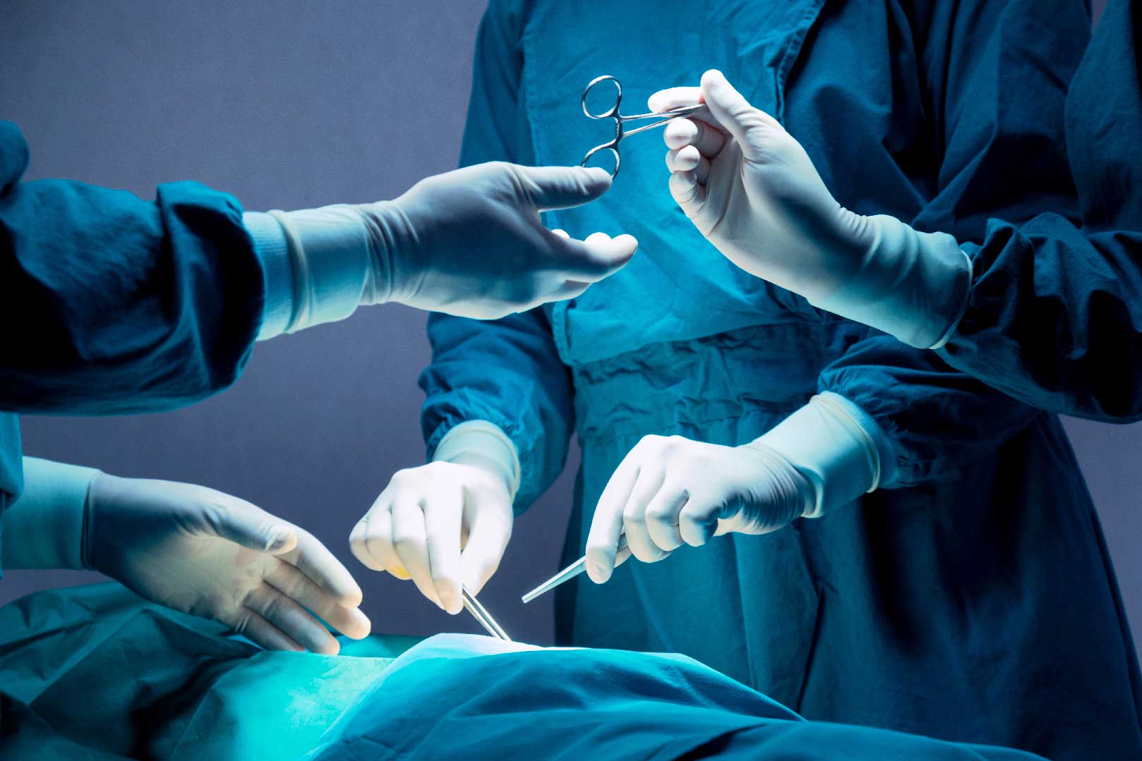 Surgeon performing an operation at New Victoria Hospital