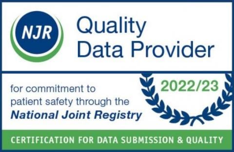 NJR accreditation Quality Data Provider for New Victoria Hospital